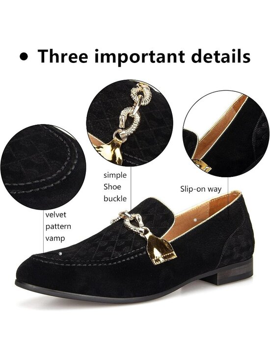 Meijiana Men\'s Black05 Microfiber Loafers Buckle PU Leather Weeding Dress Shoes main image 4